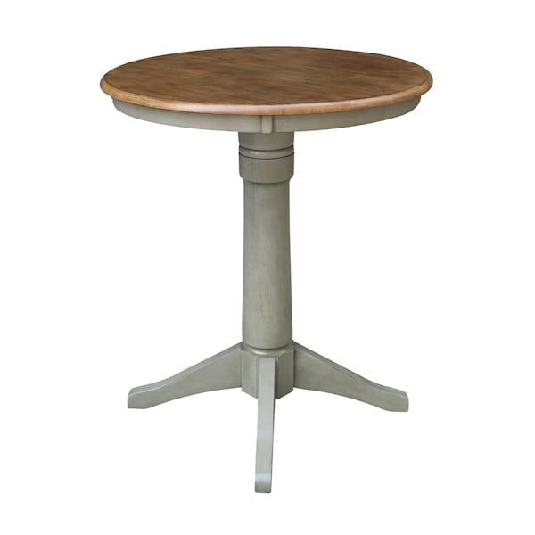 International Concepts Round 30 in Round Top Pedestal Table, Bar Height, Hickory/Stone, 30 W, 30 L, 41.9 in H, Wood K41-30RT-27B-6B-2 - main
